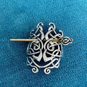 Celtic silver hair barrette